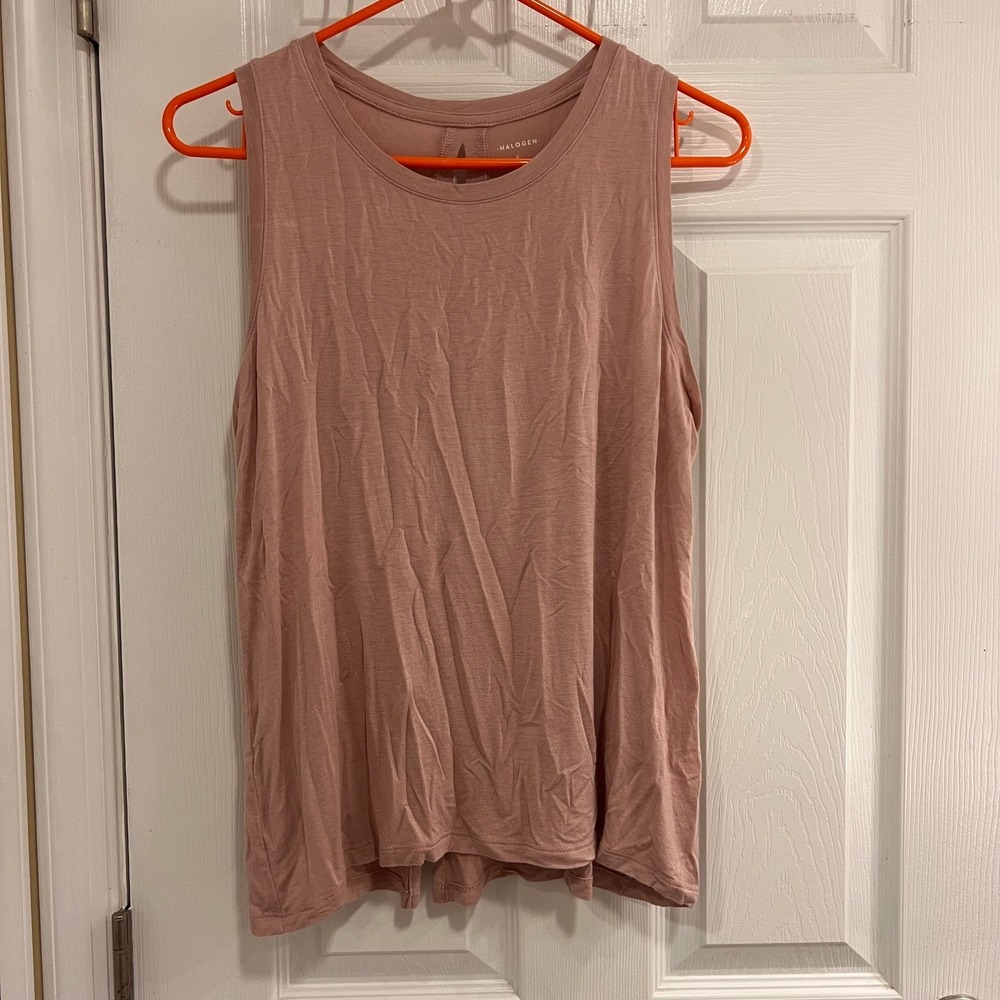 Halogen Womens Dusty‎ Rose Keyhole Back Split Hem Sleeveless Tank Top Large
